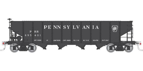 Escala Rapido HO ~ PRR H21A 4 bahías tolva Pennsylvania Keystone ~ #695713 ~178009A | Zustand: New