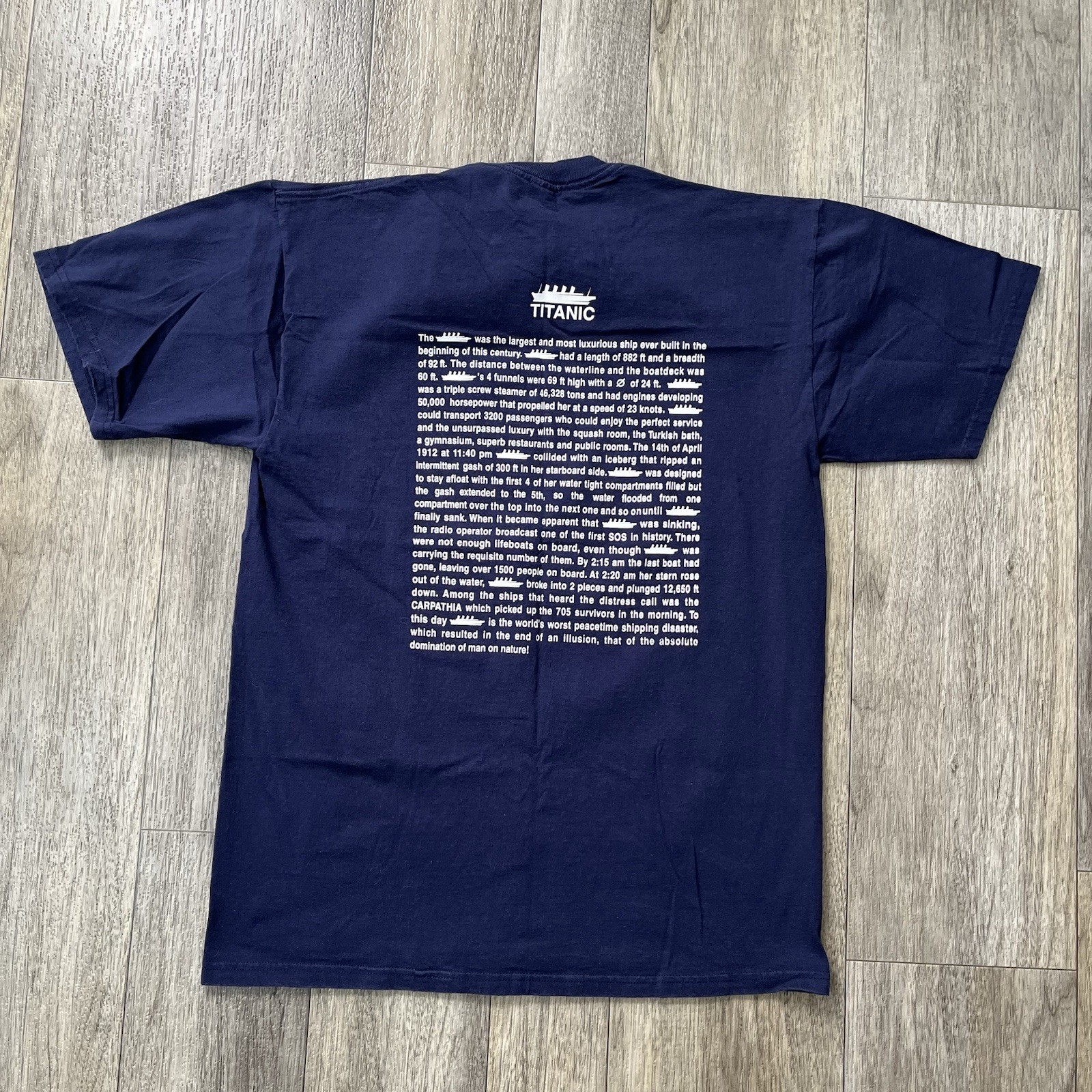 Vintage Titanic Shirt Mens L Blue 1998 Movie Promo James Cameron Jack Rose 90s