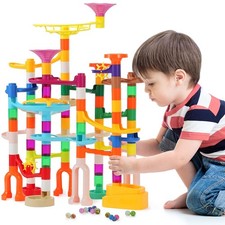 166 pcs Marble Run, Upgraded Marbles Run Kit for Kids STEM Toys with Glow Mar...