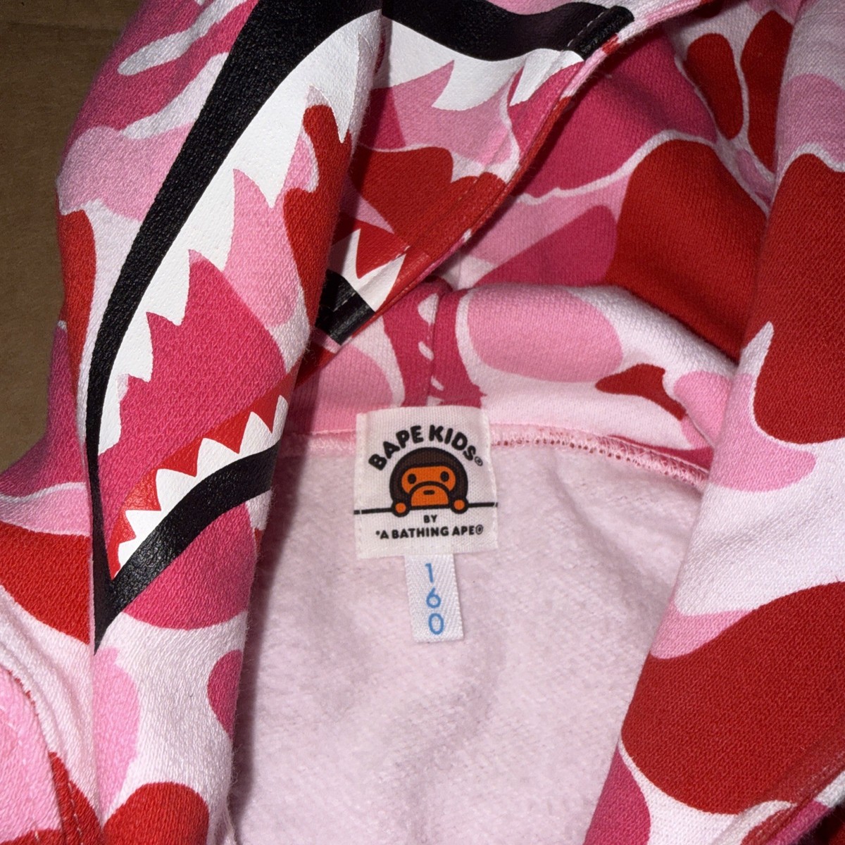 Bape Kids A Bathing Ape Pink Camo Shark Hoodie Size 160 Pre-Owned