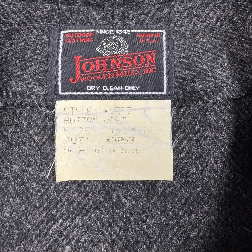 VTG Johnson Woolen Mills Herringbone Tweed Button Vest Medium 70s Gray USA Made - Image 2 of 4