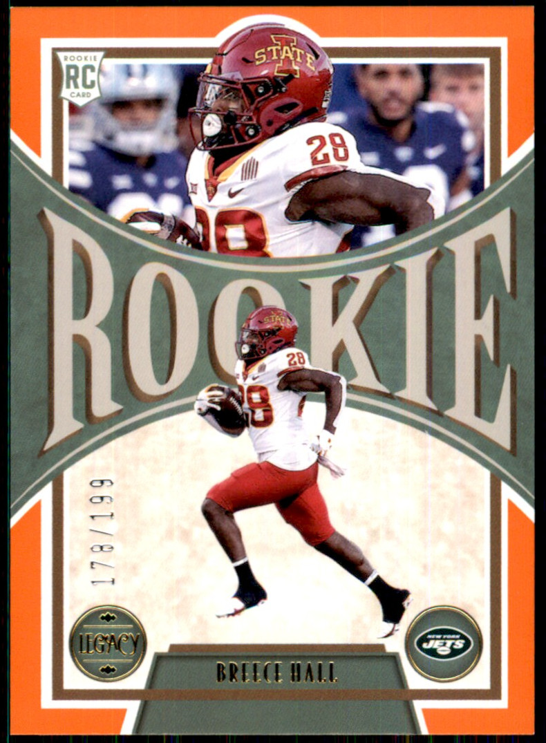 2022 Legacy Orange /199 Breece Hall Rookie #159 Numbered Parallel New York Jets