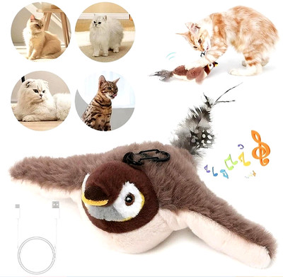 Flapping Bird Cat Toys Flying Electronic Interactive USB Sparrow Toy Indoor New