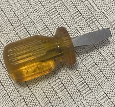 VINTAGE Westcraft Stubby Flathead Screwdriver Tool - Small Yellow Handle Flat 3&rdquo;