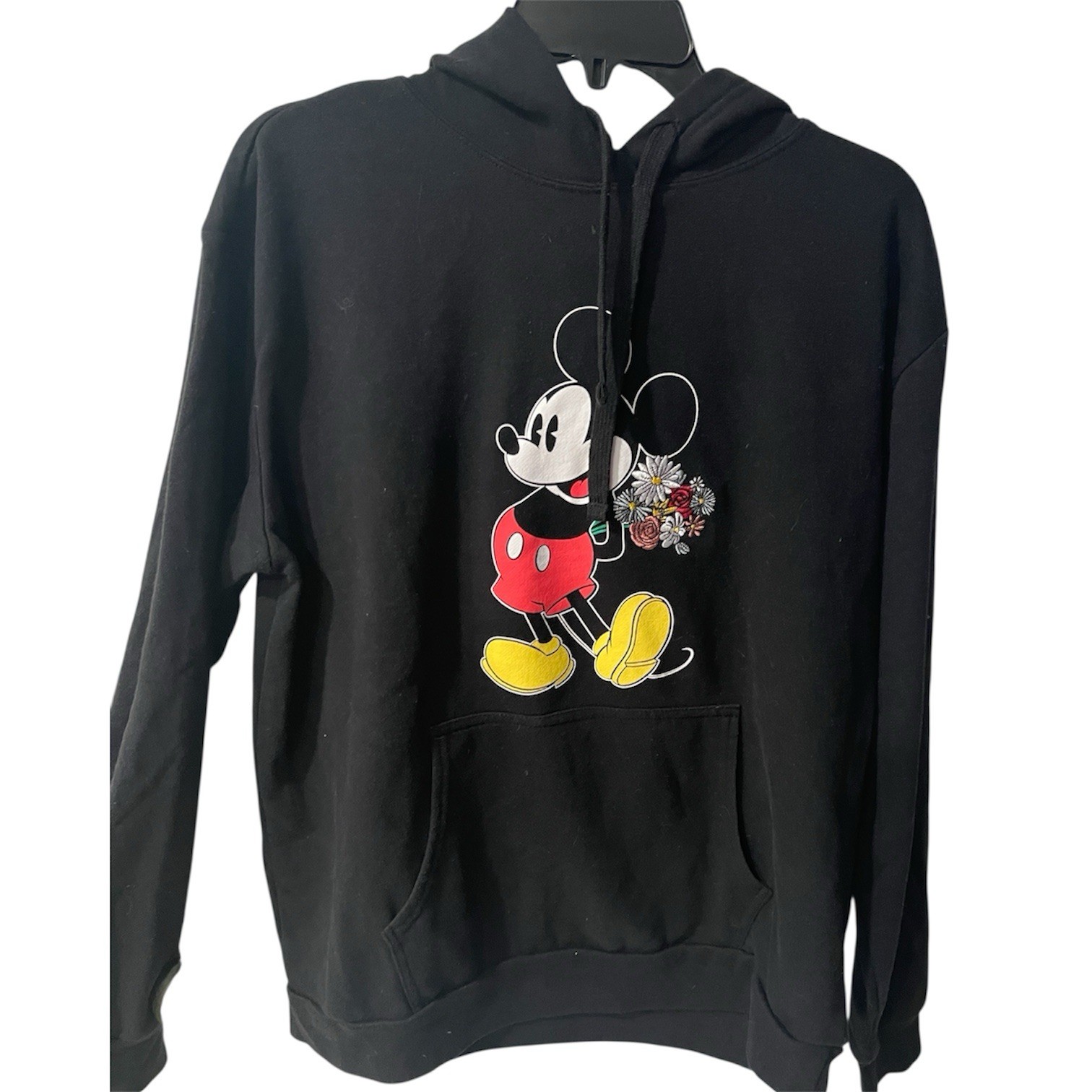 Disney Sweatshirt Womens XXL Black Embroidered Pullover Hoodie Mickey Mouse New