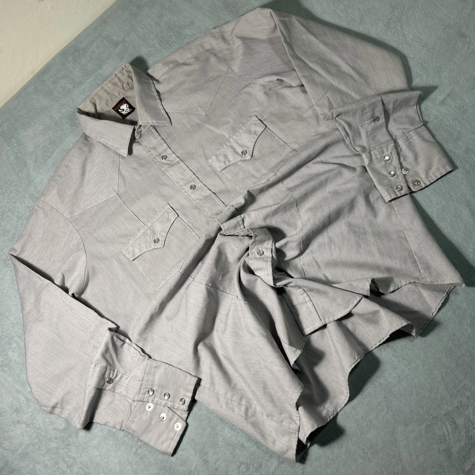 Y2k 2000s Karman Pearl Snap Shirt Mens Large Long Sleeve Western Retro VTG Pleat