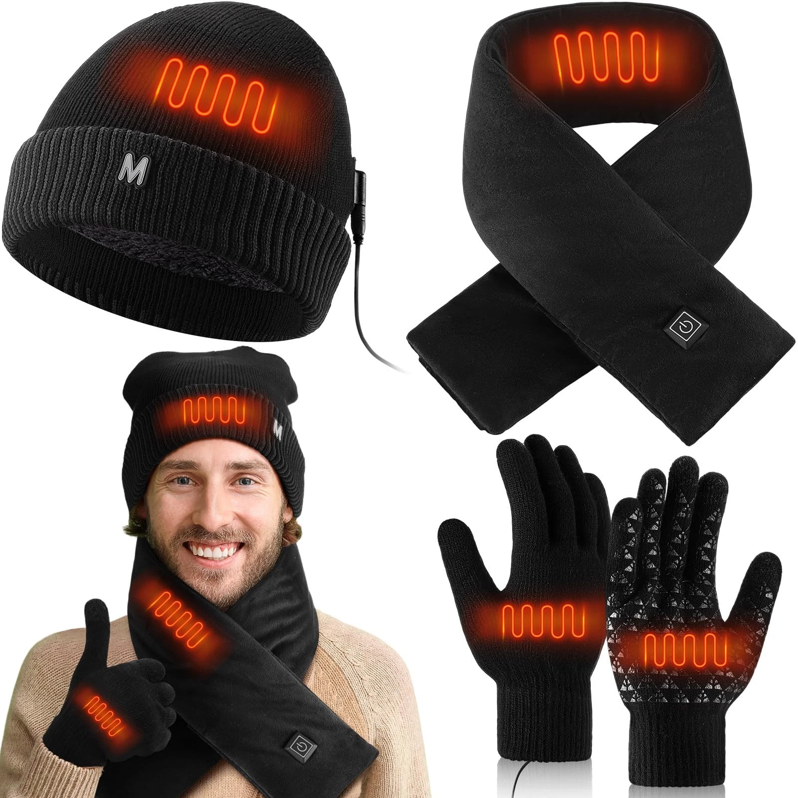 Coume 3 Pieces USB Heated Hat Scarf Gloves Set Heated Gloves for Men Women Bl...
Opens in a new wind