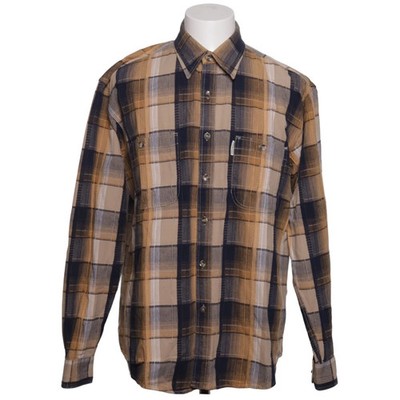 Shun Tong, Flanellhemd, Größe: 43/44, Blau/Beige/Gelb, Karo, Flanell #Q1E