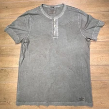 Abercrombie Fitch Mens Henley T Shirt Gray Short Sleeve Button Neck Size L