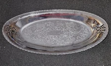 Krome Kraft Farber Bros. Stainless Dish Serving Bread Tray Vintage