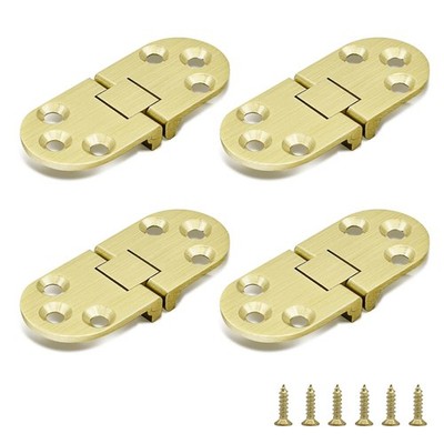 SHRJ 4 Pcs Brass Butler Tray Hinge Round Edge, 180 Degree Folding Flip Top... 