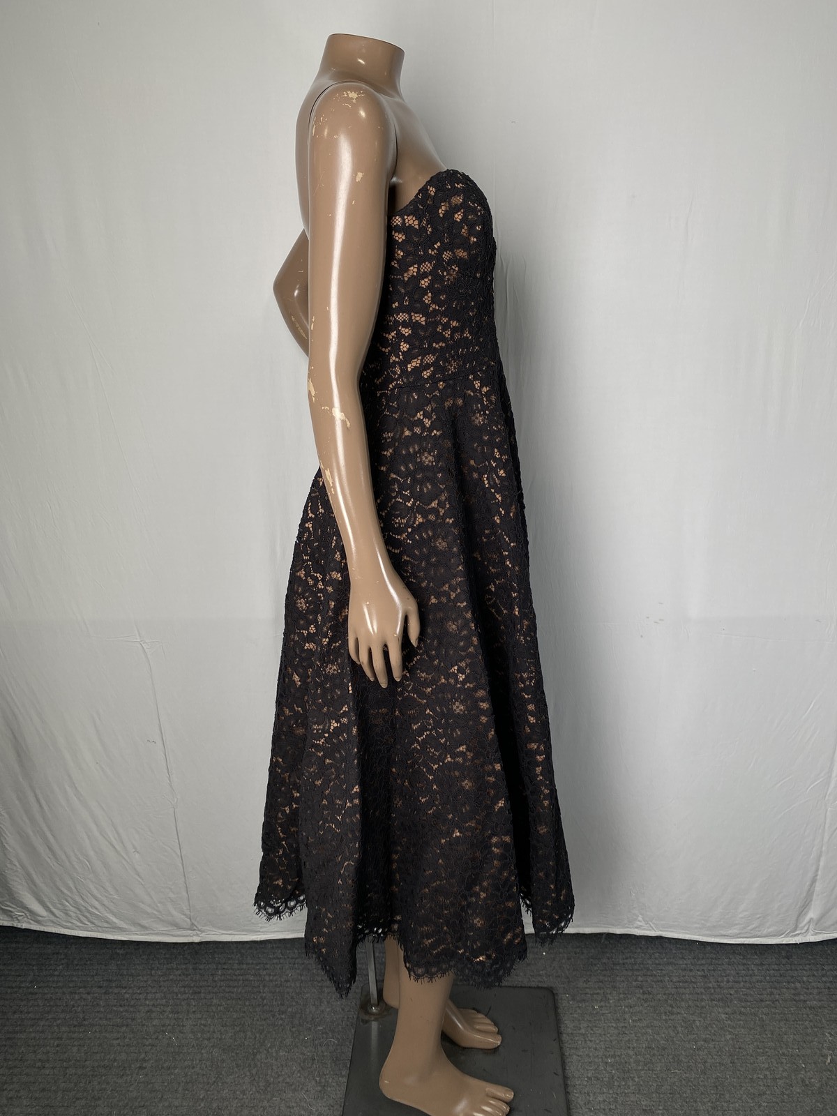 Michael Kors Womens Midi Dress Black Size 4 Corded Floral Lace Bustier Strapless thumbnail 5