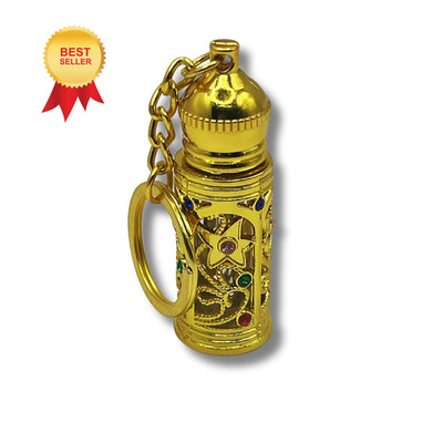 3 ARCHES USA Refillable Glass Anointing Oil Keychain Bottle 0.2 Ounces, Gold 