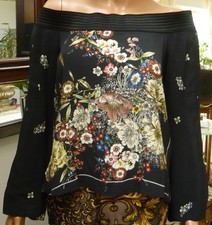 Zara Bluse Tunika Chiffon Schwarz Carmen Schulterfrei Gr. L ungetragen