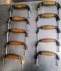 10 Vintage Belwith Brass and Oak Wood Bar Handle Drawer Hardware 3 1/2" W/Screws — photo 2