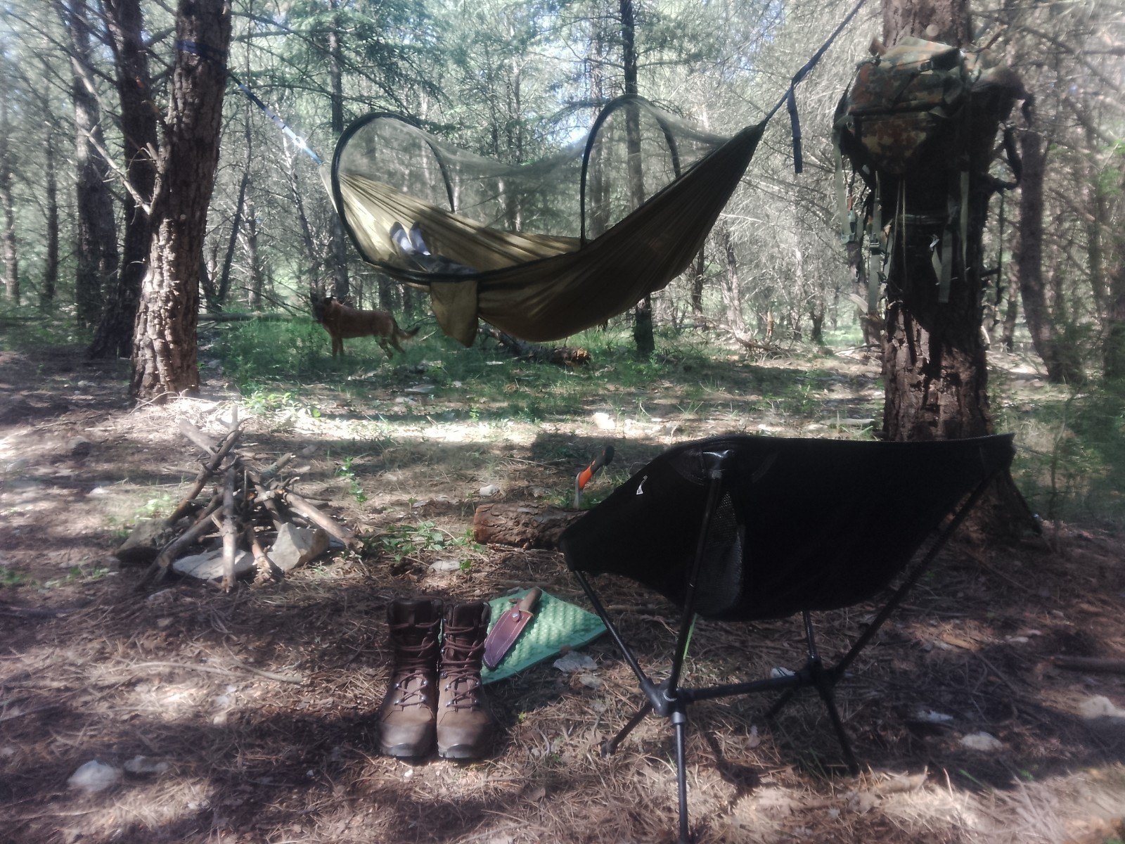 Hamac moustiquaire intégré vert kaki 260x140cm en toile de parachute