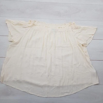 NEW LOOK CURVES Summer Blouse Size 26 Pale Yellow Stretch Short Sleeve Casual - Image 1 of 4