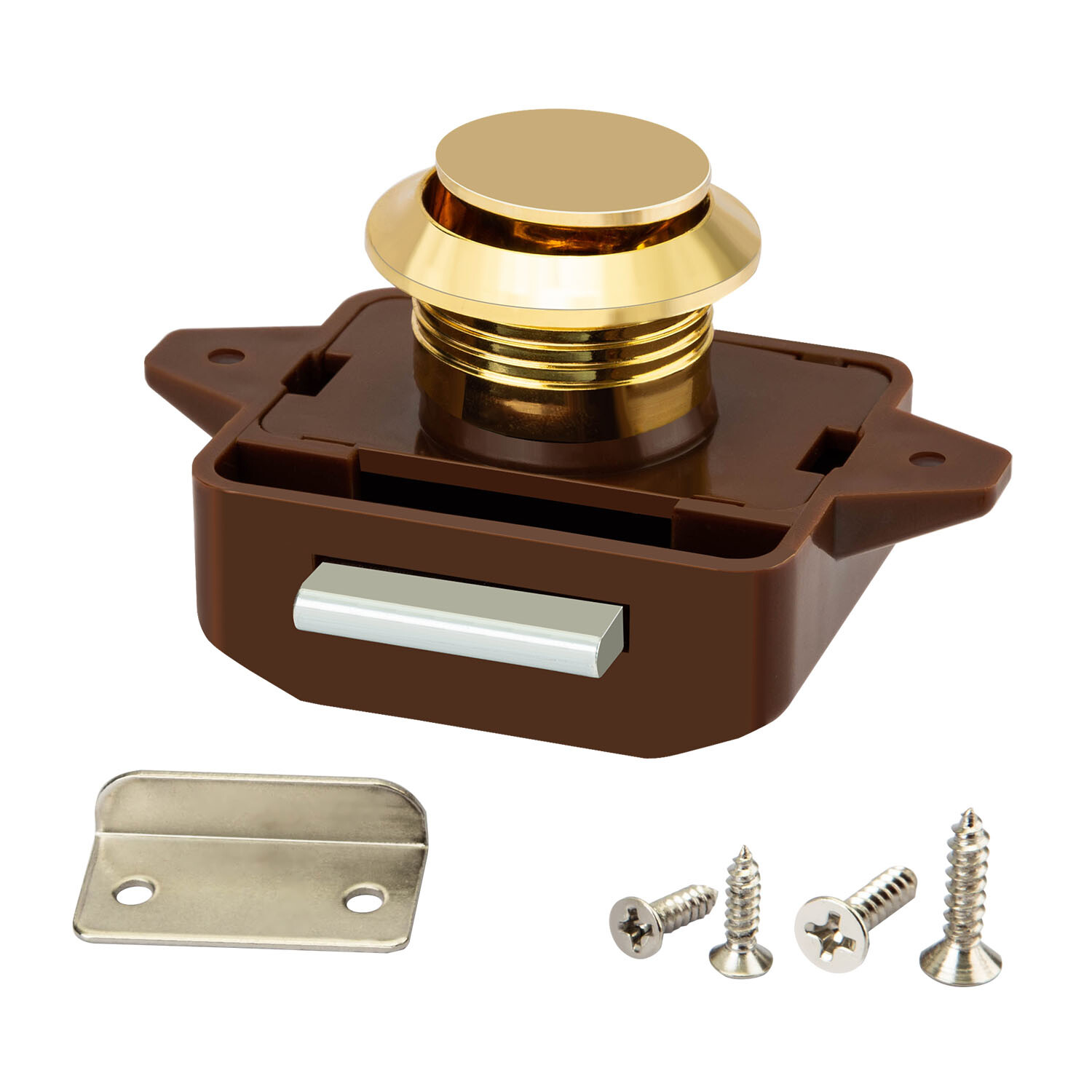 HSEAMALL Druckknopf-Verriegelung 5er Set - Schlüssellose Schrankschlösser | Für Wohnmobil & Boot | Braun-Gold