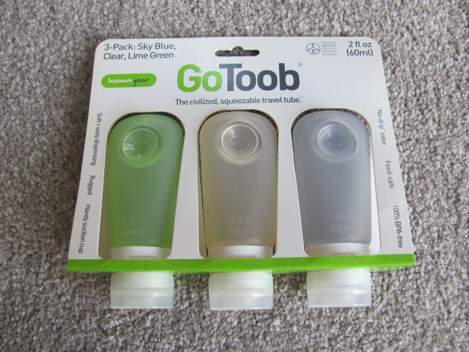 New Humangear Silicone GoToobs 2 fl バースデー 記念日 ギフト 贈物 お勧め 通販 oz Pack Of WEB限定 Clear Lime 3