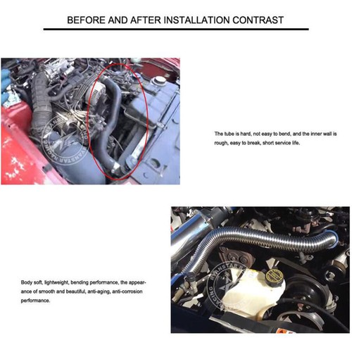 Universal 48" Chrome Stainless Steel Radiator Hose Kit w/ Aluminum Clamp Covers - Bild 7 von 9
