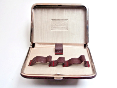 Rasierhobel ETUI APOLLO SOLINGEN for DE Razor Large Leather Case Nos Dark RED