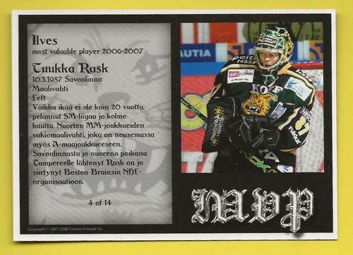 2007-08 Cardset (Finland) MVP insert Tuukka Rask - Picture 2 of 2
