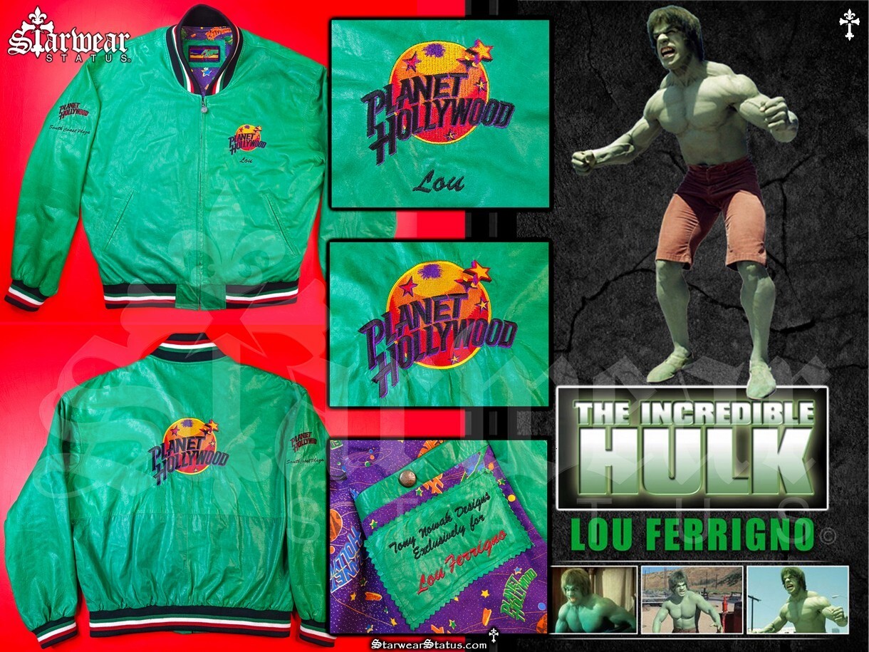 Incredible Hulk LOU FERRIGNO Owned Planet Hollywood Marvel Comics Leather Jacket