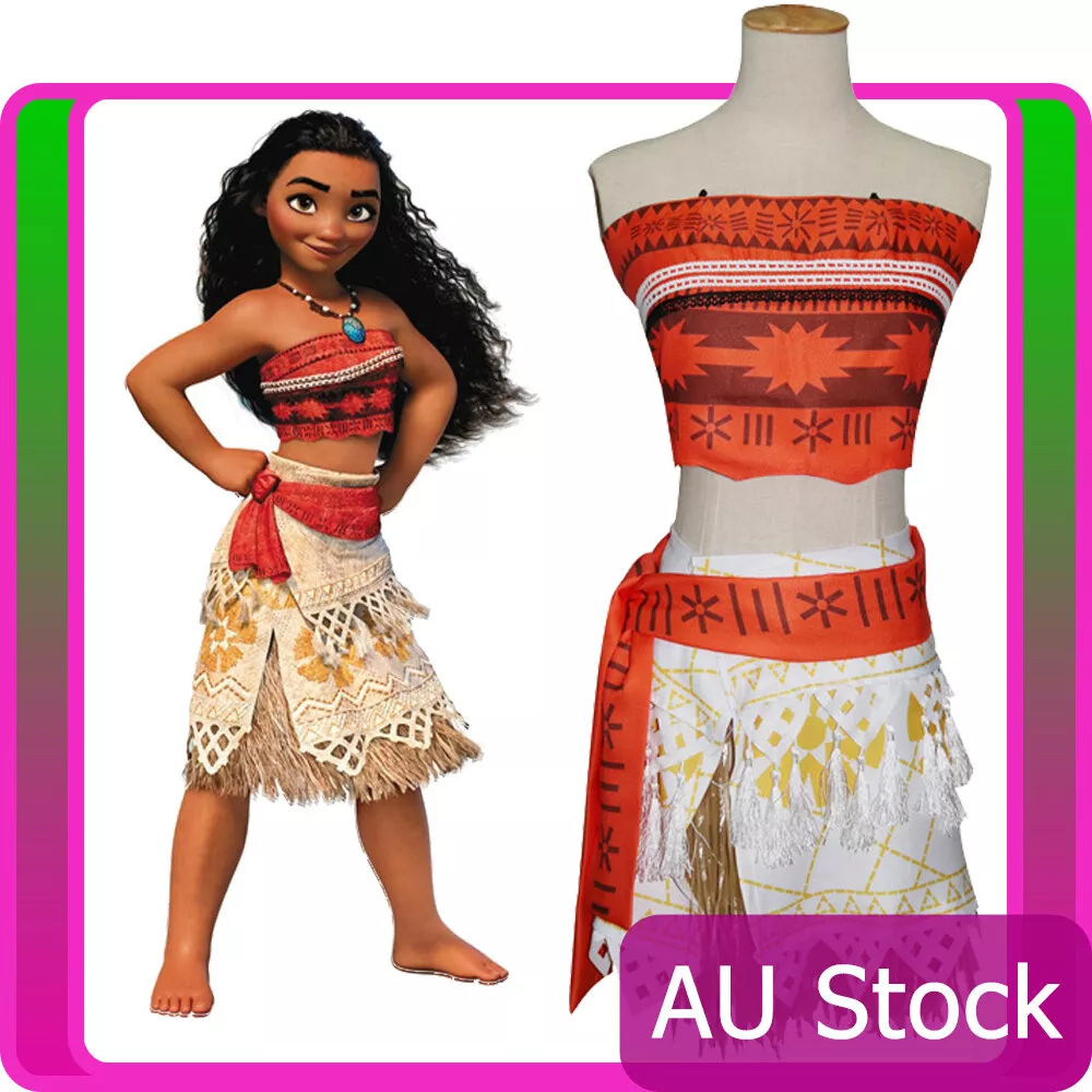 Girls Moana Costume Polynesia Princess Fancy Dress Kids Book Week Hawaiian