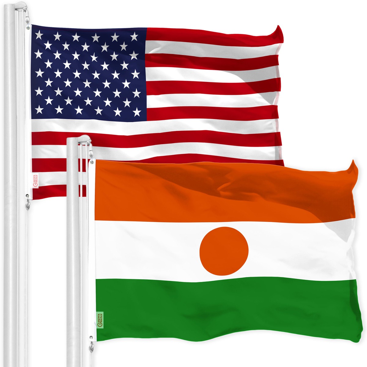 G128 Combo USA Flag & Niger Flag 3x5Ft LiteWeave Pro Printed 150D