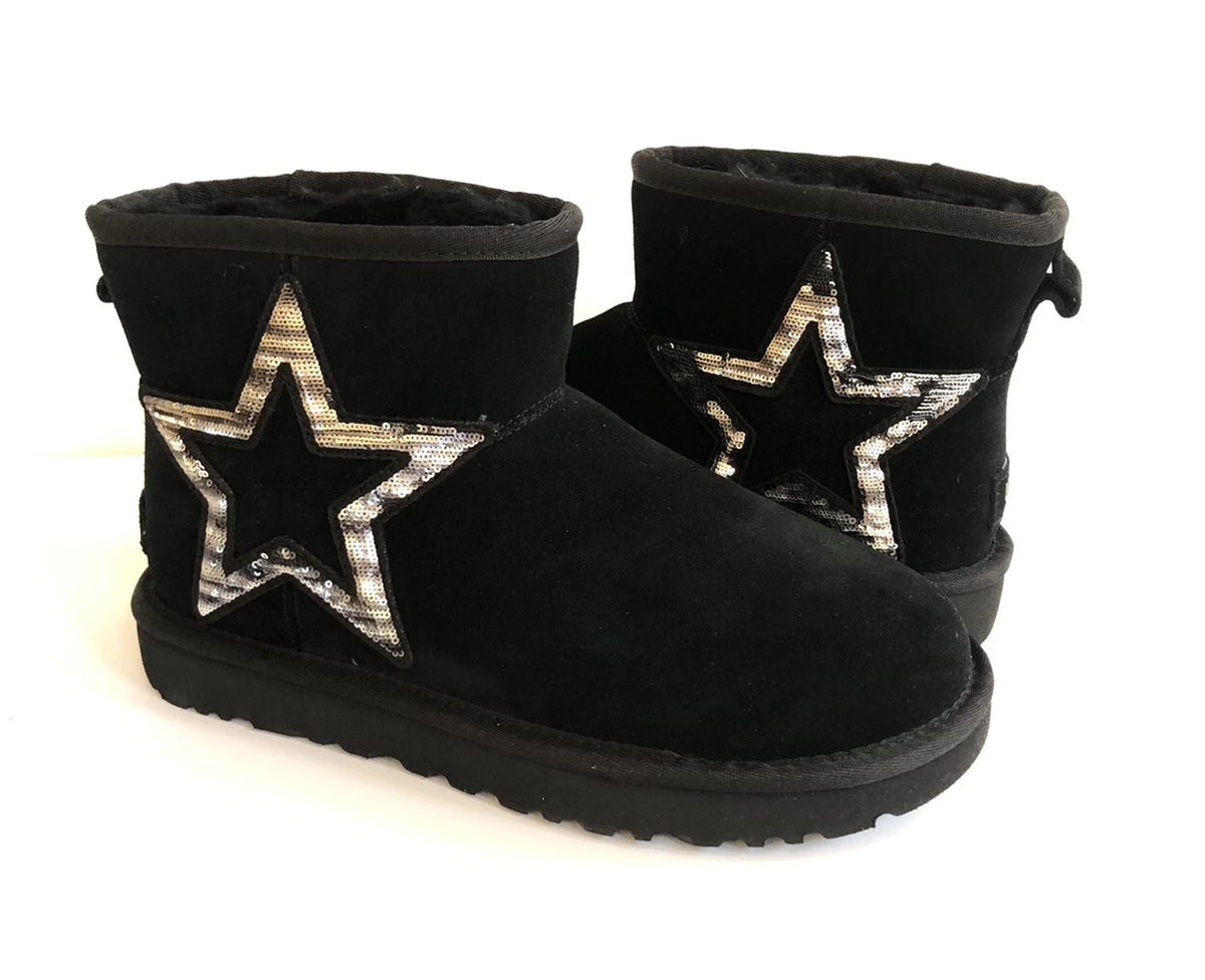 UGG CLASSIC MINI II STAR SEQUIN SPARKLY BLACK BOOT US 11 / EU 42 / UK 9