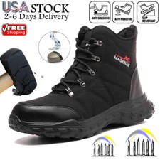 Mens Steel Toe Work Boots Hammerproof Tactical Boots Anti-Puncture Safety Shoes