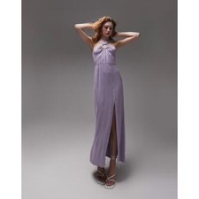 Topshop Asos Ring Keyhole Maxi Dress Side Slit Halter Open Back Party Wedding 4