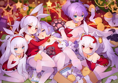 Anime pixiv girls christmas presents clothes blushing Custom Gaming Mat Desk