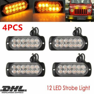 4Stk LED Auto Frontblitzer Blitzlicht Warnleuchte LKW Strobe Licht GELB 12V 24V