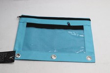 Pencil Pouch 3-Ring with Mesh Window Blue