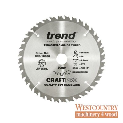Trend CraftPro Kombi-Holzsägeblatt - 160 mm Durchmesser x 2,2 Schnittfuge x 20 Bohrung 36 Z