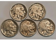 ⭐️⭐️Five Full Date⭐️⭐️Buffalo Nickels with⭐️⭐️Five Different Dates!⭐️⭐️