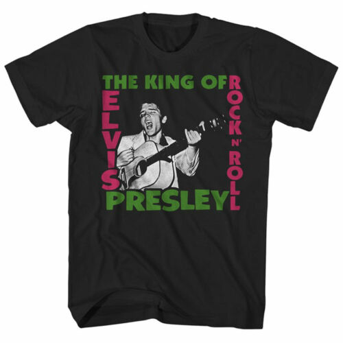 Official Elvis Presley Album King of Rock n Roll Mens Black T Shirt Elvis Tee - Afbeelding 1 van 1