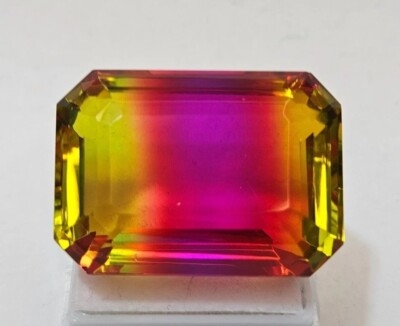 Natural Tourmaline Bi-Colour Emerald Cut 80-82 Ct Certified Loose Gemstone