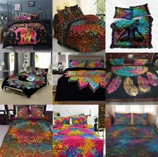 Indina Duvet Doona Cover Comforter Mandala Hippie Bohemian Queen Quilt Cover Set
