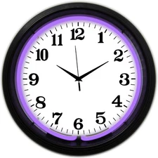 Purple neon clock sign Game Rec room wall lamp light Kitchen Garage lighted art