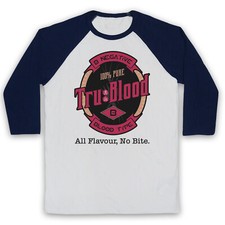 TRUE TRU BLOOD VAMPIRE UNOFFICIAL B- TYPE TV HORROR 3/4 SLEEVE BASEBALL TEE
