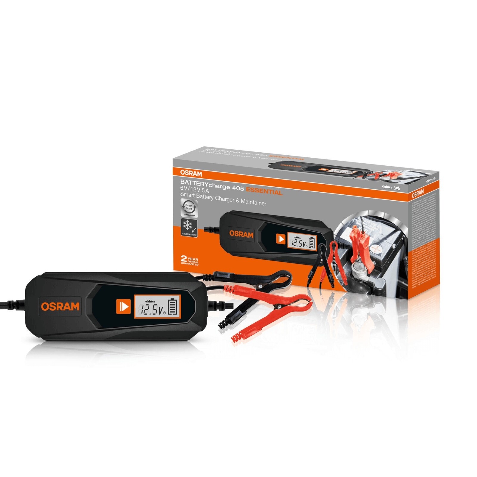 Caricabatterie e Mantenitore di carica 5A Osram 405 Essential per auto e moto