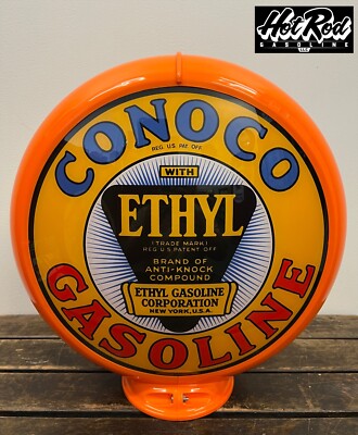 CONOCO ETHYL Reproduction 13.5'' Gas Pump Globe - (Orange Body)