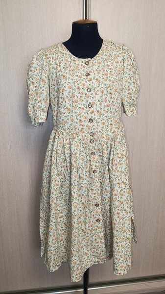 Women American Vintage Dress Beige Cotton 38 / M /
