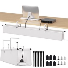 Under Desk Cable Management Tray - 48" Cord Organizer for Desk No Drill, Fabr...