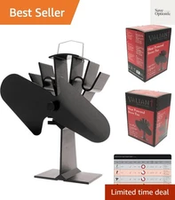 Elegant Satin Black 2 Blade Heat Powered Stove Fan for Optimal Air Circulation