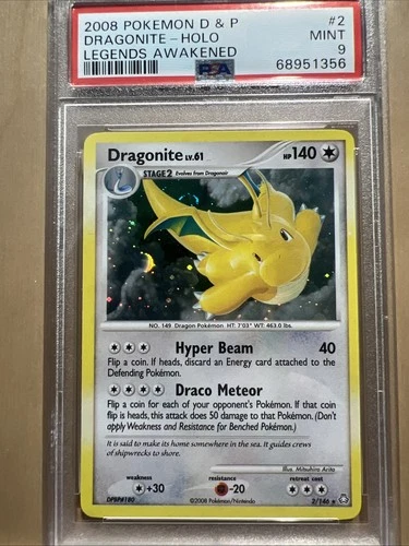 2008 Pokémon Diamond & Pearl Dragonite Holo Legends Awakend PSA 9 Low Pop