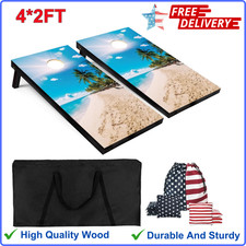Cornhole Board Set 4x2 Regulation Size Cornhole Set w Carrying Bags 8 Bean Bag