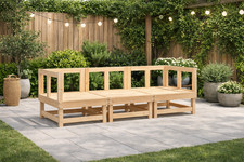 Gartenmöbel Gartensofa 3-tlg. Garten-Lounge-Set Massivholz Kiefer
